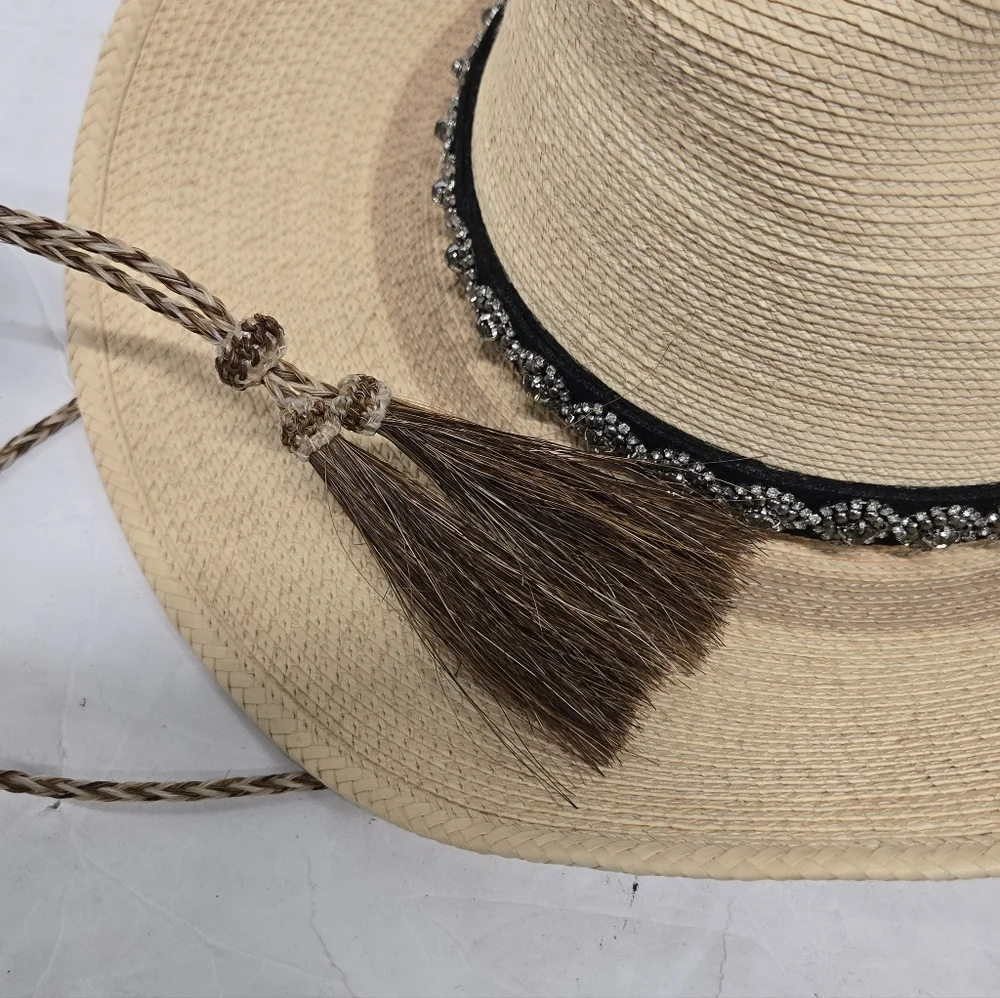 Sun Body Hat Houston Texas Handcrafted Palm Straw Havana Hat 7 1/8‎ ( 57 )